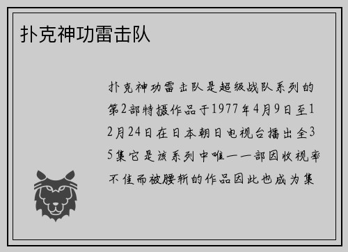 扑克神功雷击队